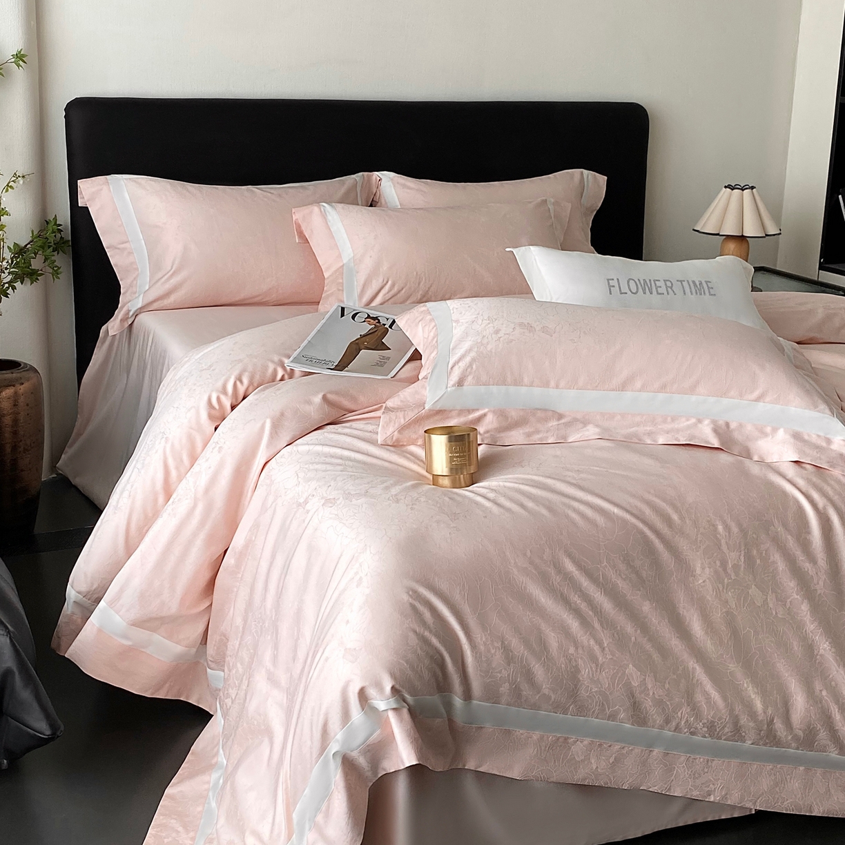 91家纺网 家纺一手货源 找家纺 2025秋冬新款长绒棉提花四件套-盛妍 盛妍-粉