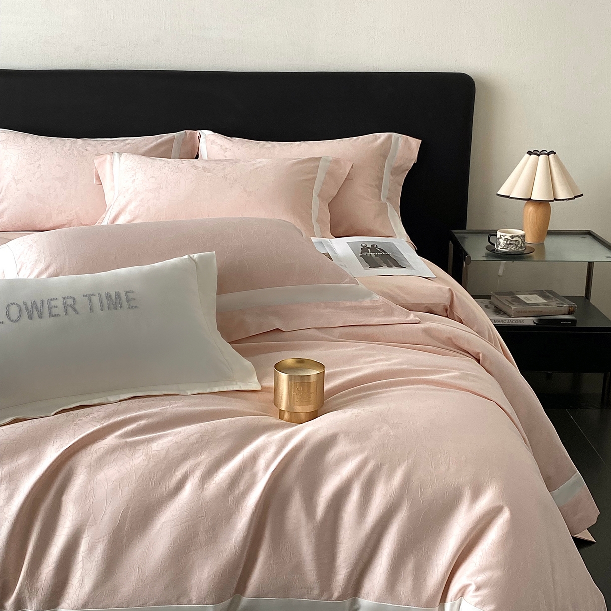 91家纺网 家纺一手货源 找家纺 2025秋冬新款长绒棉提花四件套-盛妍 盛妍-粉