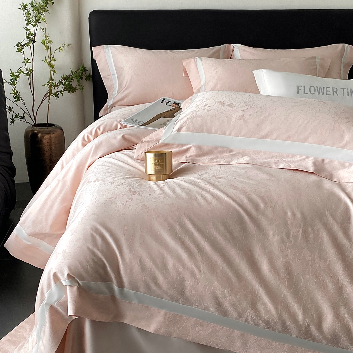 91家纺网 家纺一手货源 找家纺 2025秋冬新款长绒棉提花四件套-盛妍 盛妍-粉