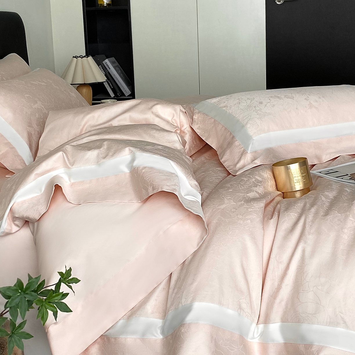 91家纺网 家纺一手货源 找家纺 2025秋冬新款长绒棉提花四件套-盛妍 盛妍-粉