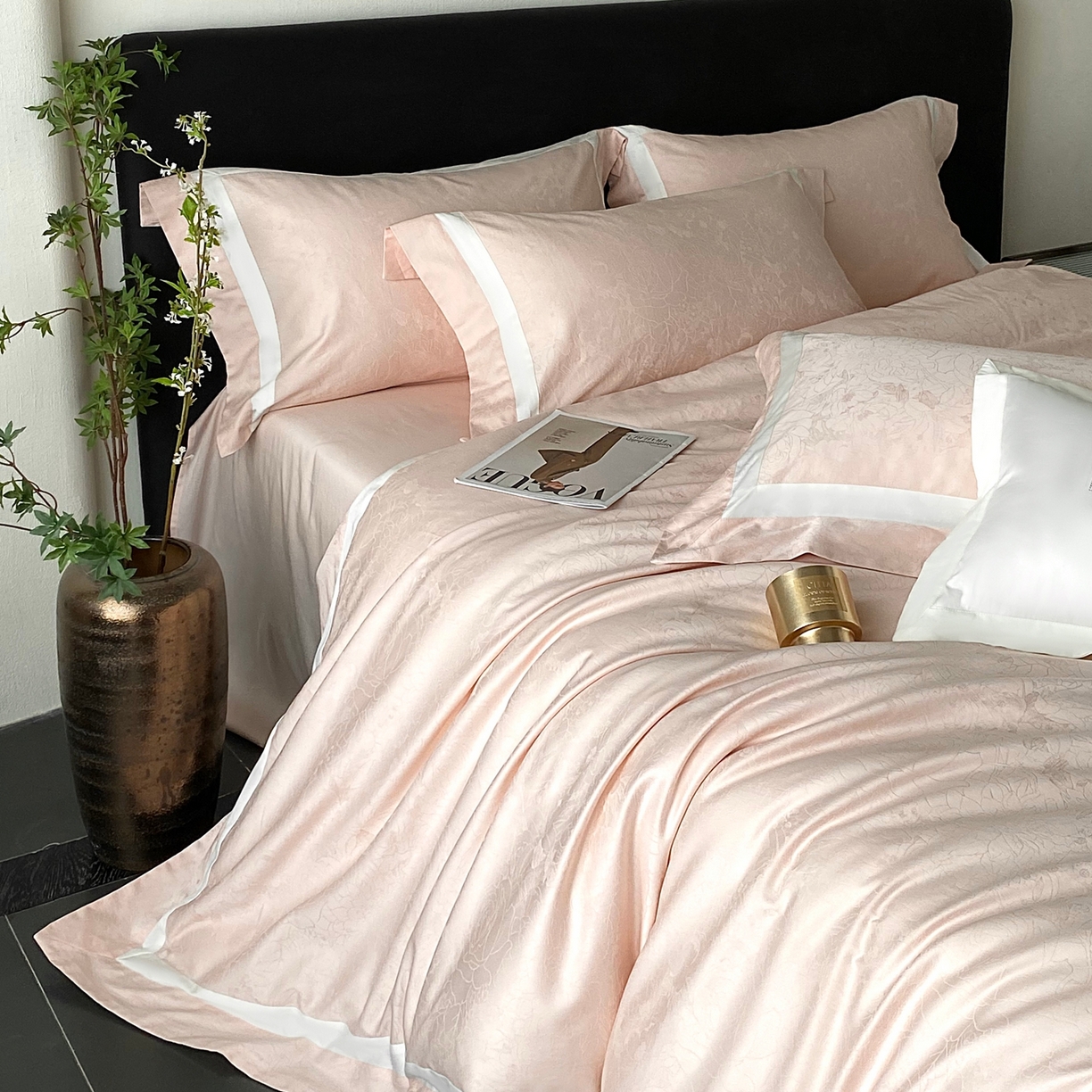 91家纺网 家纺一手货源 找家纺 2025秋冬新款长绒棉提花四件套-盛妍 盛妍-粉