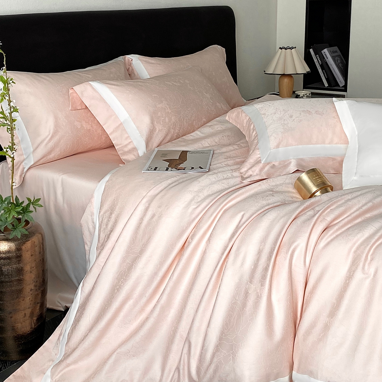 91家纺网 家纺一手货源 找家纺 2025秋冬新款长绒棉提花四件套-盛妍 盛妍-粉