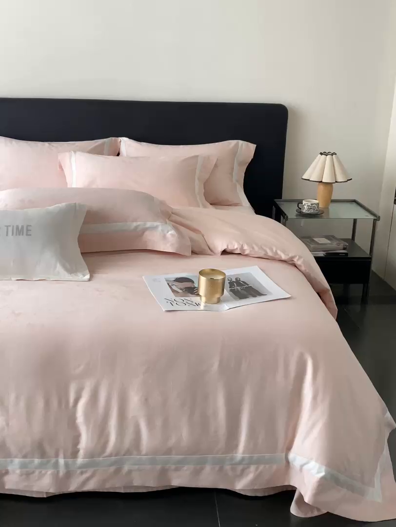 91家纺网 家纺一手货源 找家纺 2025秋冬新款长绒棉提花四件套-盛妍 盛妍-粉