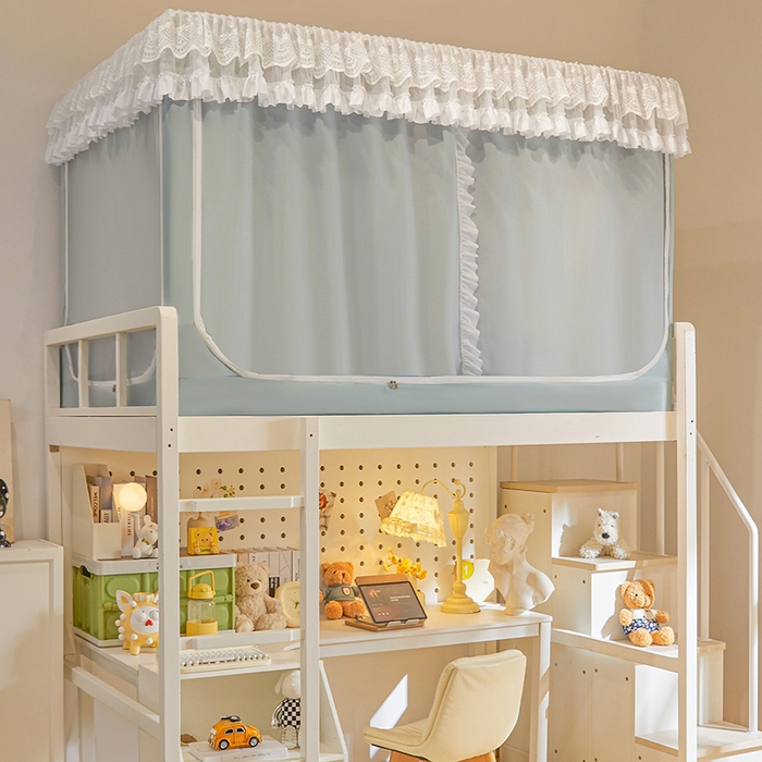 91家纺网 家纺一手货源 找家纺 （总）安金蚊帐2025新款加高加大90*200*130上下铺学生蚊帐100%遮光法式纯色