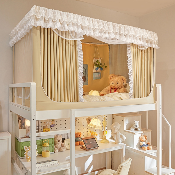 91家纺网 家纺一手货源 找家纺 （总）安金蚊帐2025新款加高加大90*200*130上下铺学生蚊帐100%遮光法式纯色