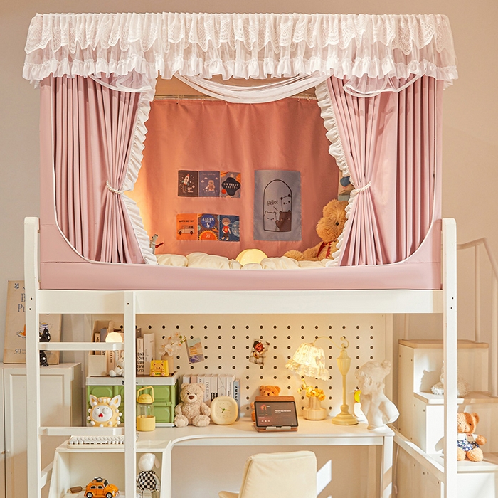 91家纺网 家纺一手货源 找家纺 安金蚊帐2025新款加高加大90*200*130上下铺学生蚊帐100%遮光法式纯色 法式纯色-粉