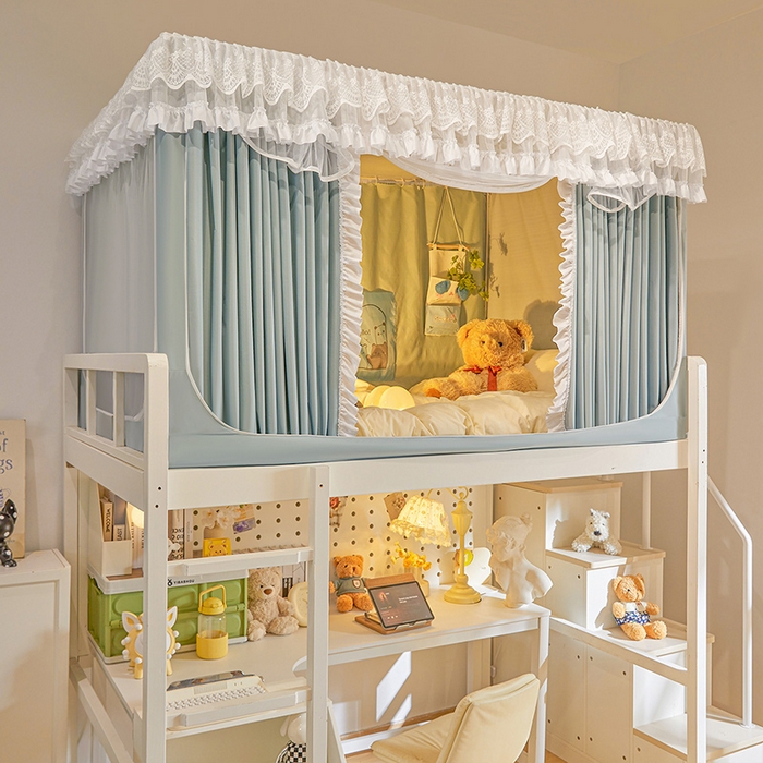 91家纺网 家纺一手货源 找家纺 安金蚊帐2025新款加高加大90*200*130上下铺学生蚊帐100%遮光法式纯色 法式纯色-绿