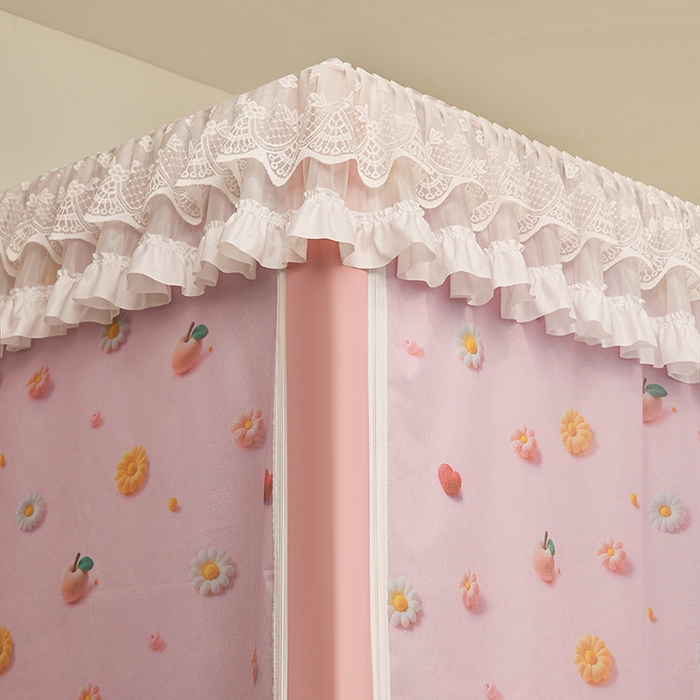 91家纺网 家纺一手货源 找家纺 安金蚊帐2025新款加高加大90*200*130上下铺学生蚊帐100%遮光法式印花 法式印花-粉