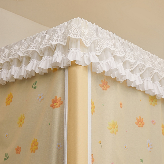 91家纺网 家纺一手货源 找家纺 安金蚊帐2025新款加高加大90*200*130上下铺学生蚊帐100%遮光法式印花 法式印花-黄