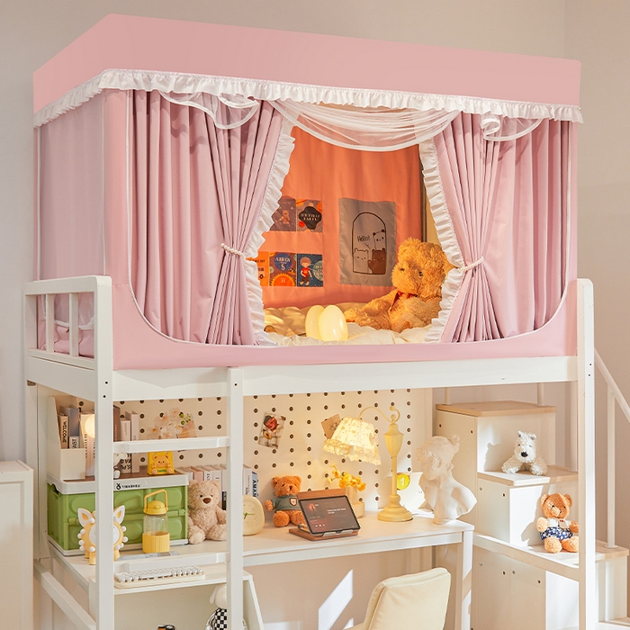 91家纺网 家纺一手货源 找家纺 （总）安金蚊帐2025新款加高加大90*200*130上下铺学生蚊帐99%遮光纯色花边