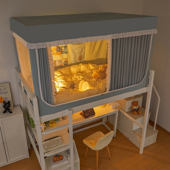 91家纺网 家纺一手货源 找家纺 （总）安金蚊帐2025新款加高加大90*200*130上下铺学生蚊帐99%遮光纯色花边