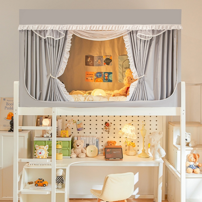 91家纺网 家纺一手货源 找家纺 安金蚊帐2025新款加高加大90*200*130上下铺学生蚊帐99%遮光纯色花边 纯色花边-灰