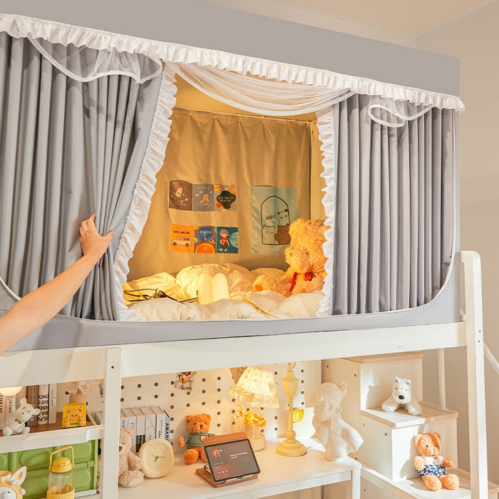 91家纺网 家纺一手货源 找家纺 安金蚊帐2025新款加高加大90*200*130上下铺学生蚊帐99%遮光纯色花边 纯色花边-灰