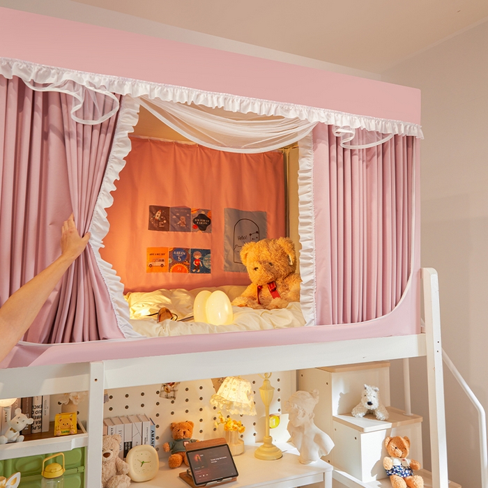 91家纺网 家纺一手货源 找家纺 安金蚊帐2025新款加高加大90*200*130上下铺学生蚊帐99%遮光纯色花边 纯色花边-粉