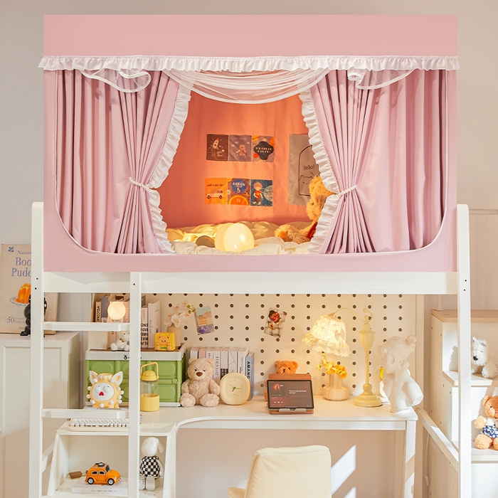 91家纺网 家纺一手货源 找家纺 安金蚊帐2025新款加高加大90*200*130上下铺学生蚊帐99%遮光纯色花边 纯色花边-粉