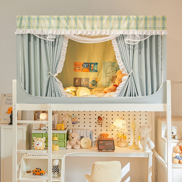 91家纺网 家纺一手货源 找家纺 安金蚊帐2025新款加高加大90*200*130上下铺学生蚊帐99%遮光格子花边 格子花边-绿