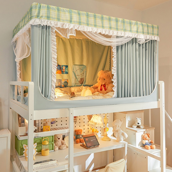 91家纺网 家纺一手货源 找家纺 （总）安金蚊帐2025新款防蚊遮光一体99%强遮光学生宿舍上下铺遮光学生蚊帐-卡其系列