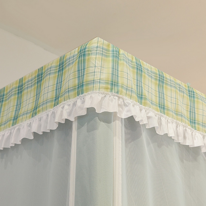 91家纺网 家纺一手货源 找家纺 安金蚊帐2025新款加高加大90*200*130上下铺学生蚊帐99%遮光格子花边 格子花边-绿