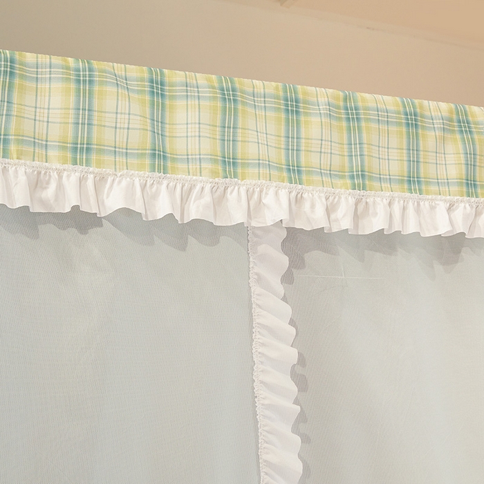 91家纺网 家纺一手货源 找家纺 安金蚊帐2025新款加高加大90*200*130上下铺学生蚊帐99%遮光格子花边 格子花边-绿