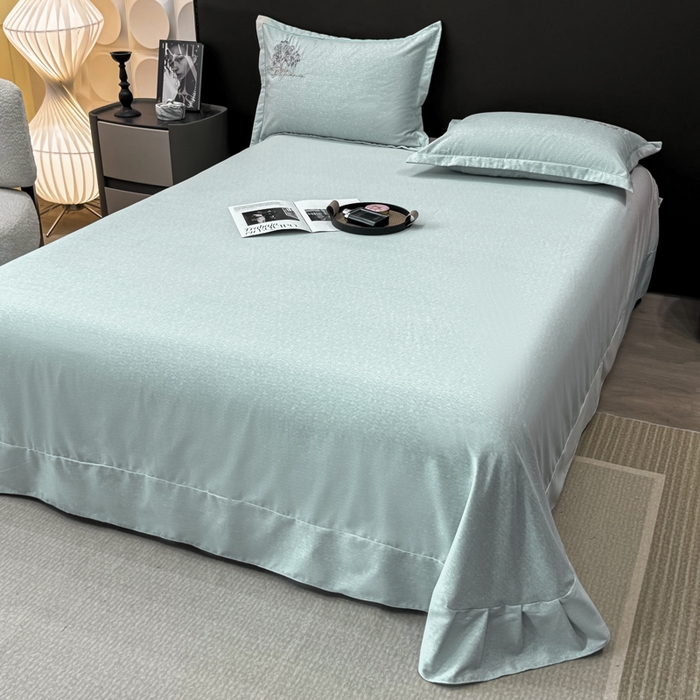 91家纺网 家纺一手货源 找家纺 昊翔家纺 2025新款全棉肌理纹磨毛绣花四件套套件 森沐-湖蓝