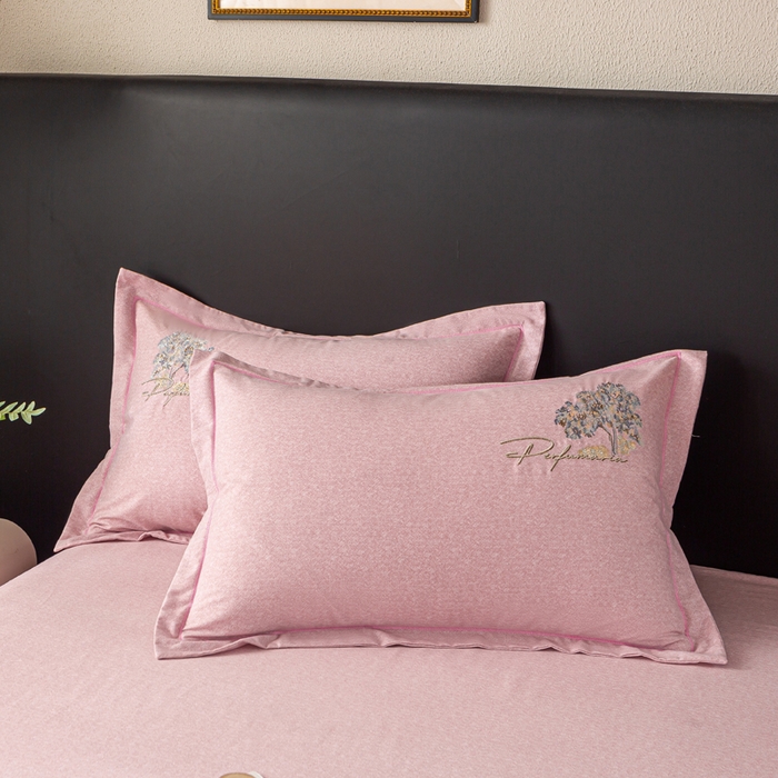 91家纺网 家纺一手货源 找家纺 昊翔家纺 2025新款全棉肌理纹磨毛绣花四件套套件 森沐-豆沙