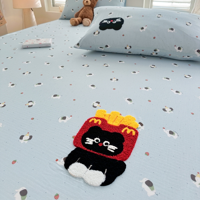 91家纺网 家纺一手货源 找家纺 （总）卡姿家纺 2025秋冬全棉双层纱-床笠三件套