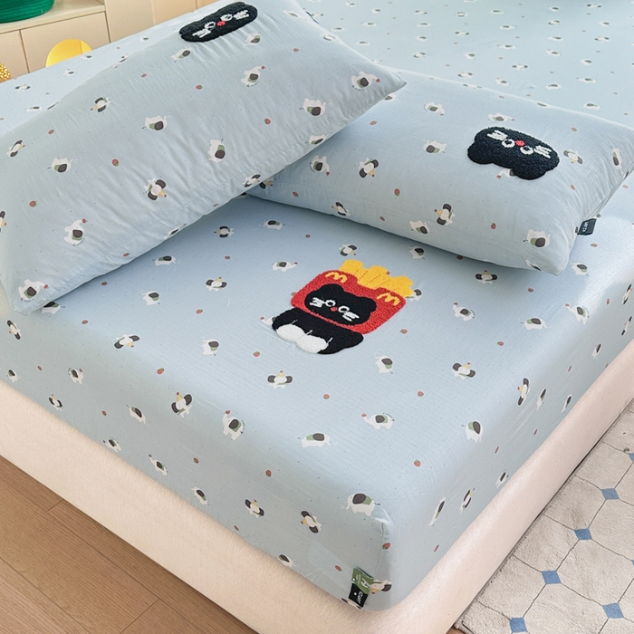 91家纺网 家纺一手货源 找家纺 （总）卡姿家纺 2025秋冬全棉双层纱-床笠三件套