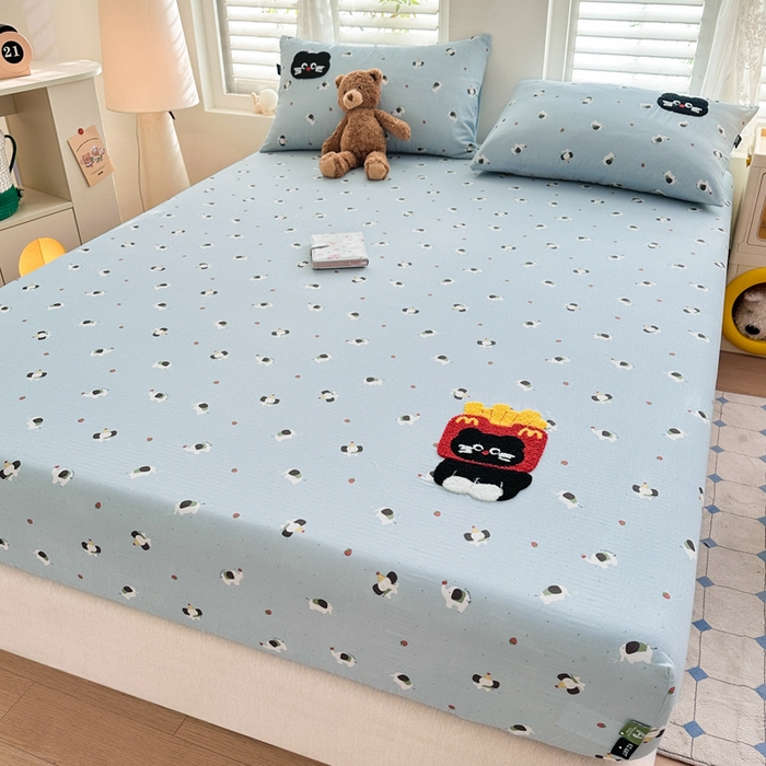 91家纺网 家纺一手货源 找家纺 （总）卡姿家纺 2025秋冬全棉双层纱-床笠三件套