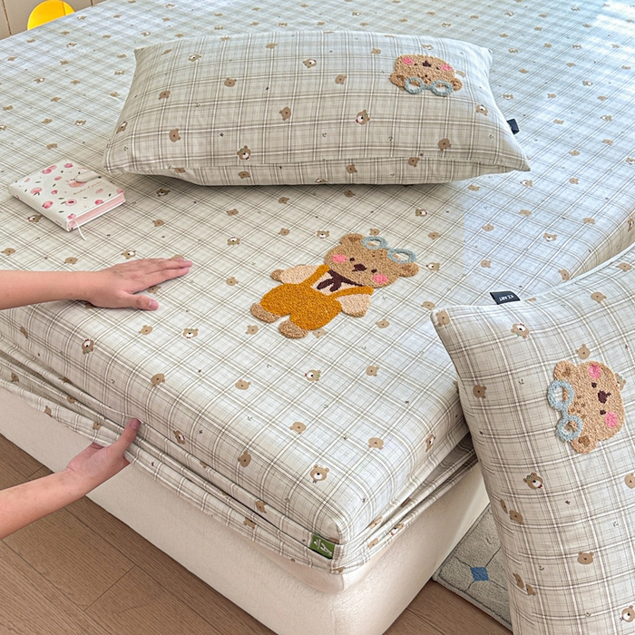 91家纺网 家纺一手货源 找家纺 （总）卡姿家纺 2025秋冬全棉双层纱-床笠三件套