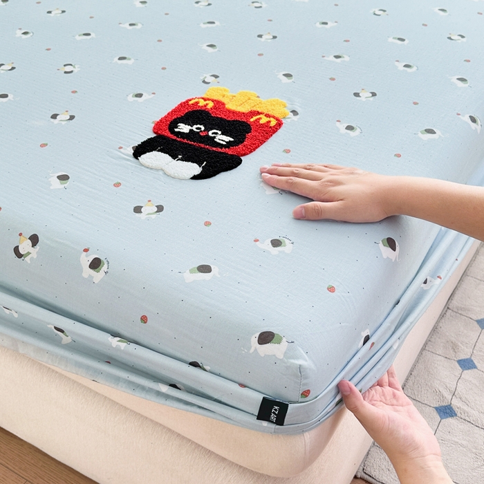 91家纺网 家纺一手货源 找家纺 （总）卡姿家纺 2025秋冬全棉双层纱-床笠三件套