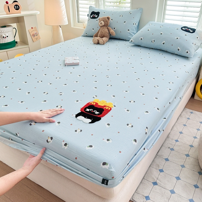 91家纺网 家纺一手货源 找家纺 （总）卡姿家纺 2025秋冬全棉双层纱-床笠三件套