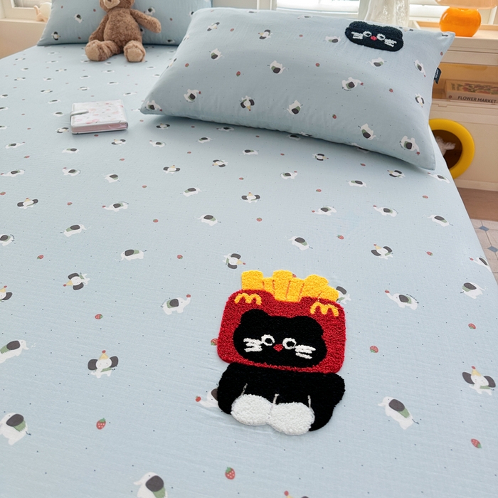 91家纺网 家纺一手货源 找家纺 （总）卡姿家纺 2025秋冬全棉双层纱-床笠三件套