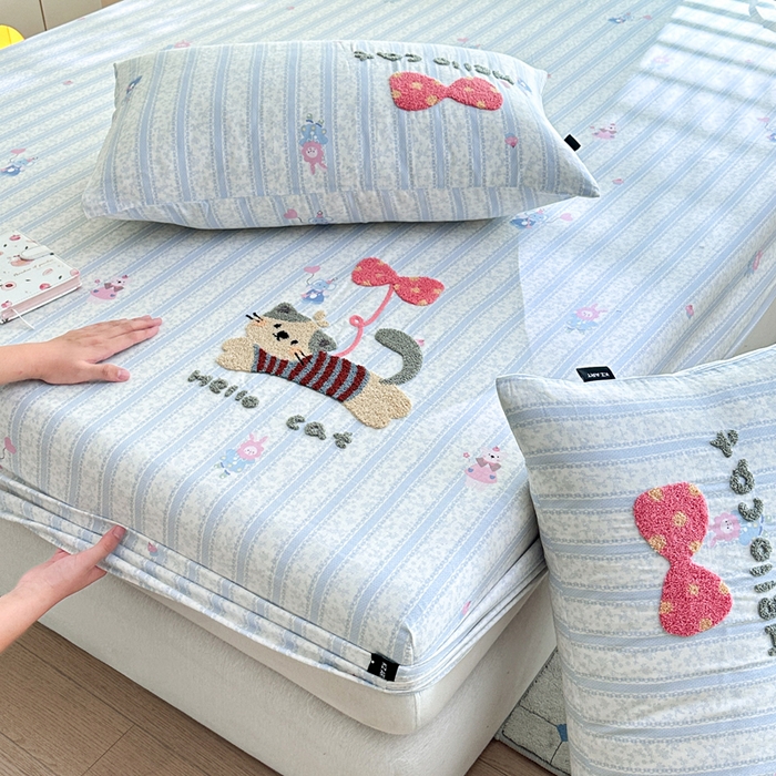 91家纺网 家纺一手货源 找家纺 （总）卡姿家纺 2025秋冬全棉双层纱-床笠三件套