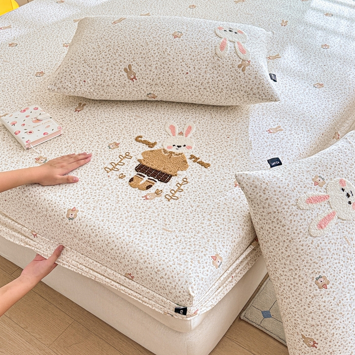 91家纺网 家纺一手货源 找家纺 （总）卡姿家纺 2025秋冬全棉双层纱-床笠三件套