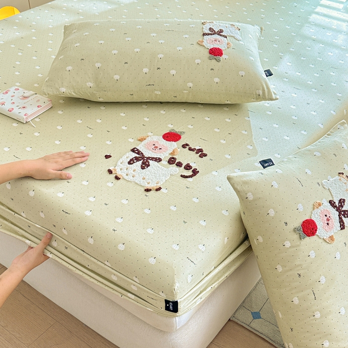 卡姿家纺 2025秋冬全棉双层纱-床笠三件套 床笠-小羊驼