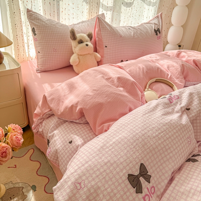 91家纺网 家纺一手货源 找家纺 （总）森璐家纺 2025新款云感双层纱卡通萌趣四件套