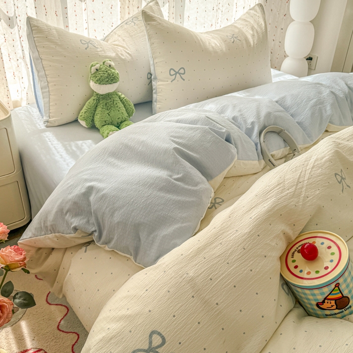 91家纺网 家纺一手货源 找家纺 （总）森璐家纺 2025新款云感双层纱卡通萌趣四件套