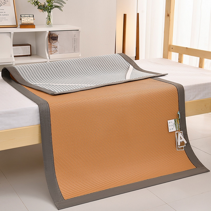 91家纺网 家纺一手货源 找家纺 小牛席业 2025新款PE冷感霸王藤凉席（经典包边款） 黄色