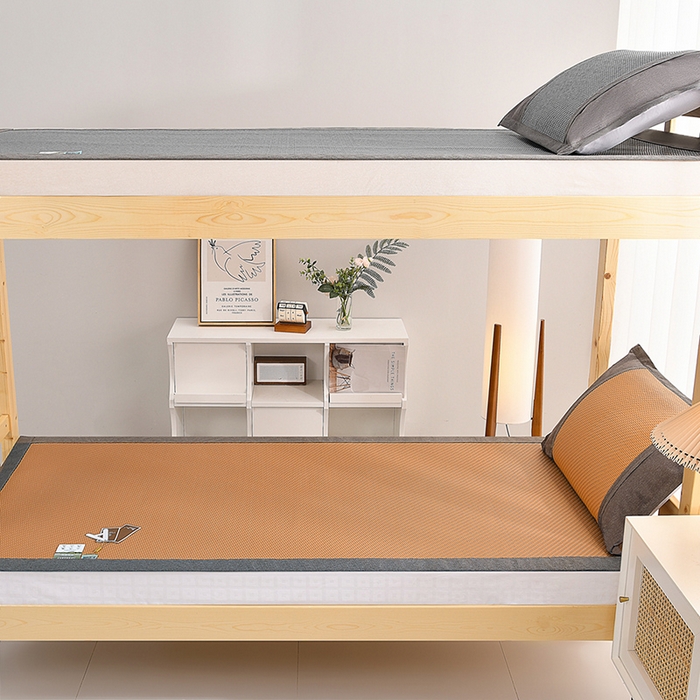 91家纺网 家纺一手货源 找家纺 小牛席业 2025新款PE冷感霸王藤凉席（经典包边款） 黄色