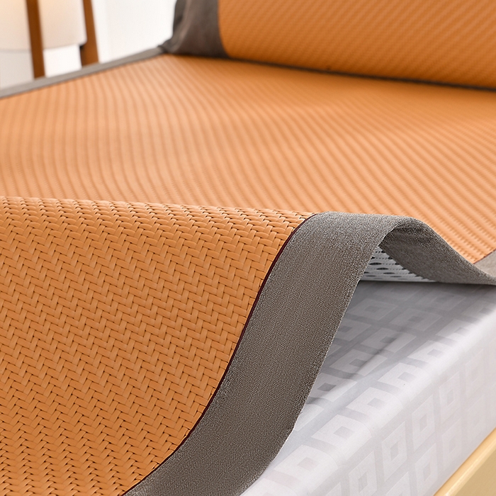 91家纺网 家纺一手货源 找家纺 小牛席业 2025新款PE冷感霸王藤凉席（经典包边款） 黄色