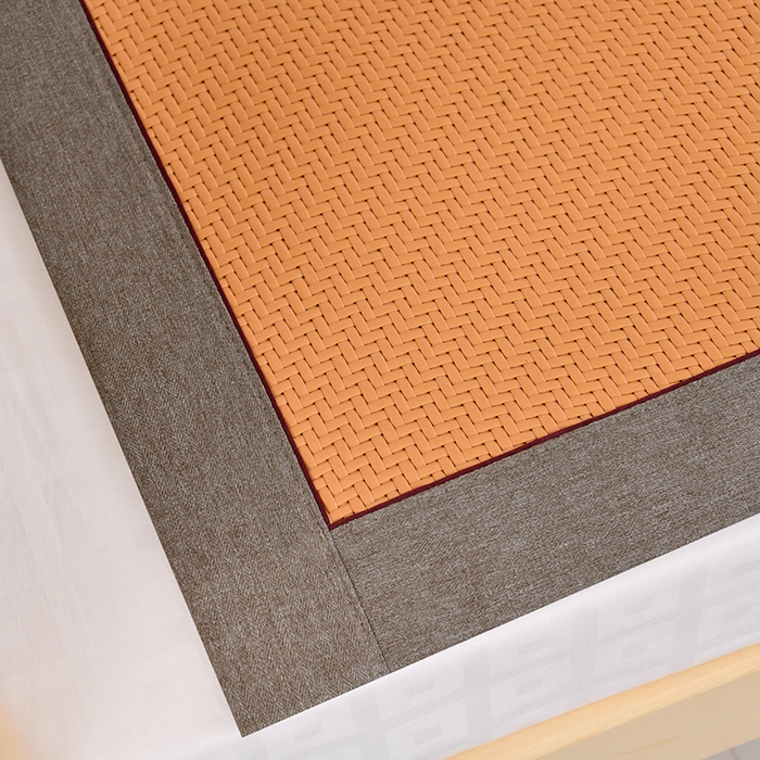 91家纺网 家纺一手货源 找家纺 小牛席业 2025新款PE冷感霸王藤凉席（经典包边款） 黄色