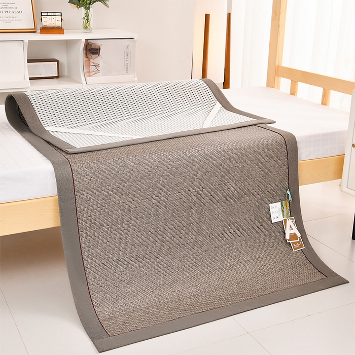 91家纺网 家纺一手货源 找家纺 小牛席业 2025新款PE冷感霸王藤凉席（经典包边款） 灰色