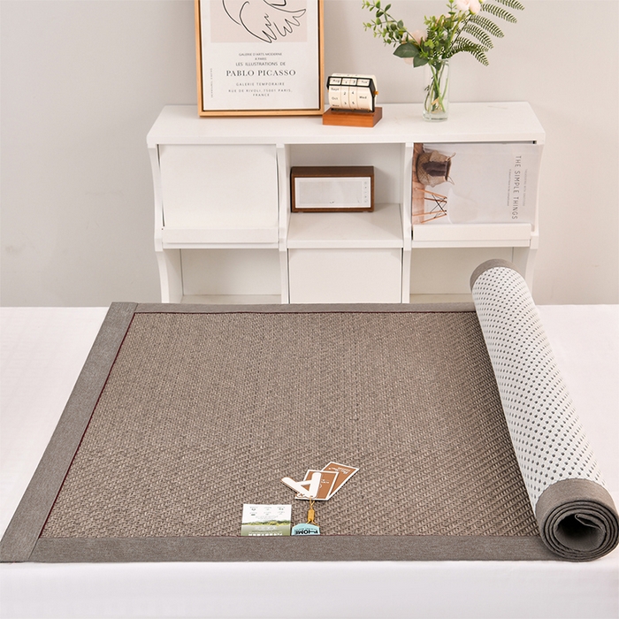 91家纺网 家纺一手货源 找家纺 小牛席业 2025新款PE冷感霸王藤凉席（经典包边款） 灰色