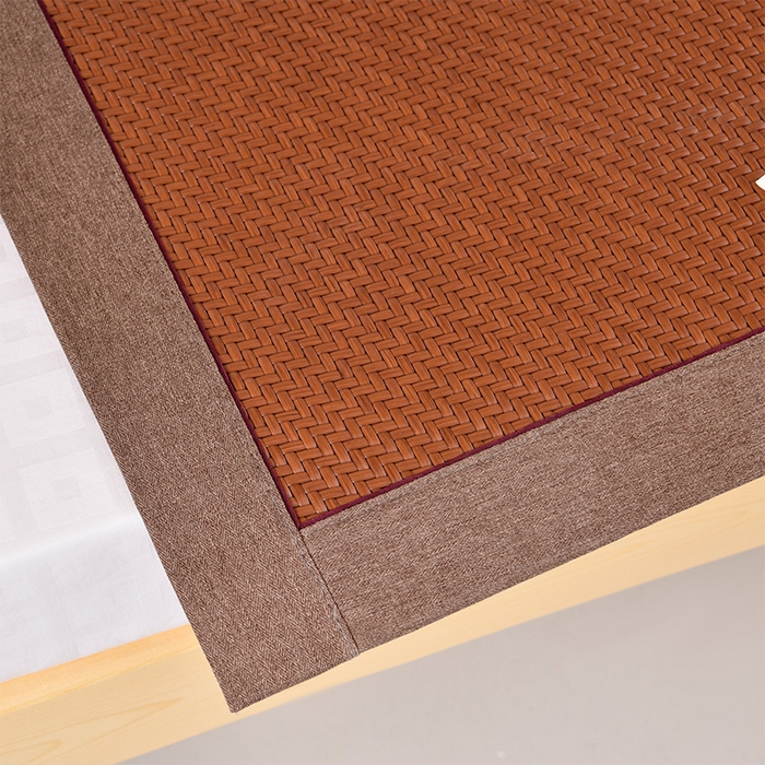 91家纺网 家纺一手货源 找家纺 小牛席业 2025新款PE冷感霸王藤凉席（经典包边款） 咖色