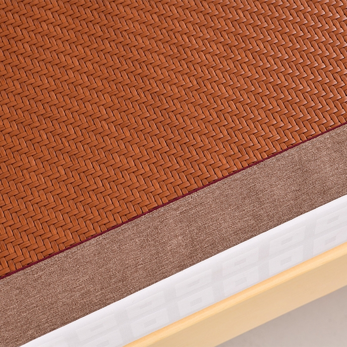 91家纺网 家纺一手货源 找家纺 小牛席业 2025新款PE冷感霸王藤凉席（经典包边款） 咖色