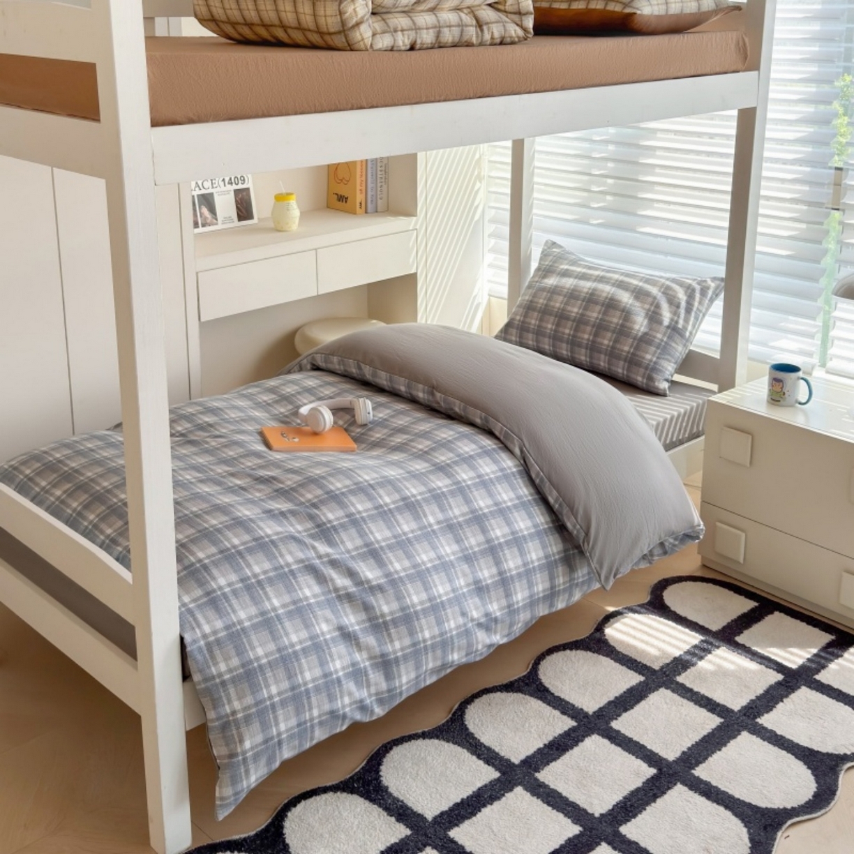 91家纺网 家纺一手货源 找家纺 （总）雨田家纺 2025新款A类汉麻双层纱学生宿舍三件套上下铺三件套