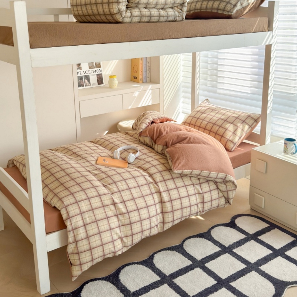 雨田家纺 2025新款A类汉麻双层纱学生宿舍三件套上下铺三件套 初春