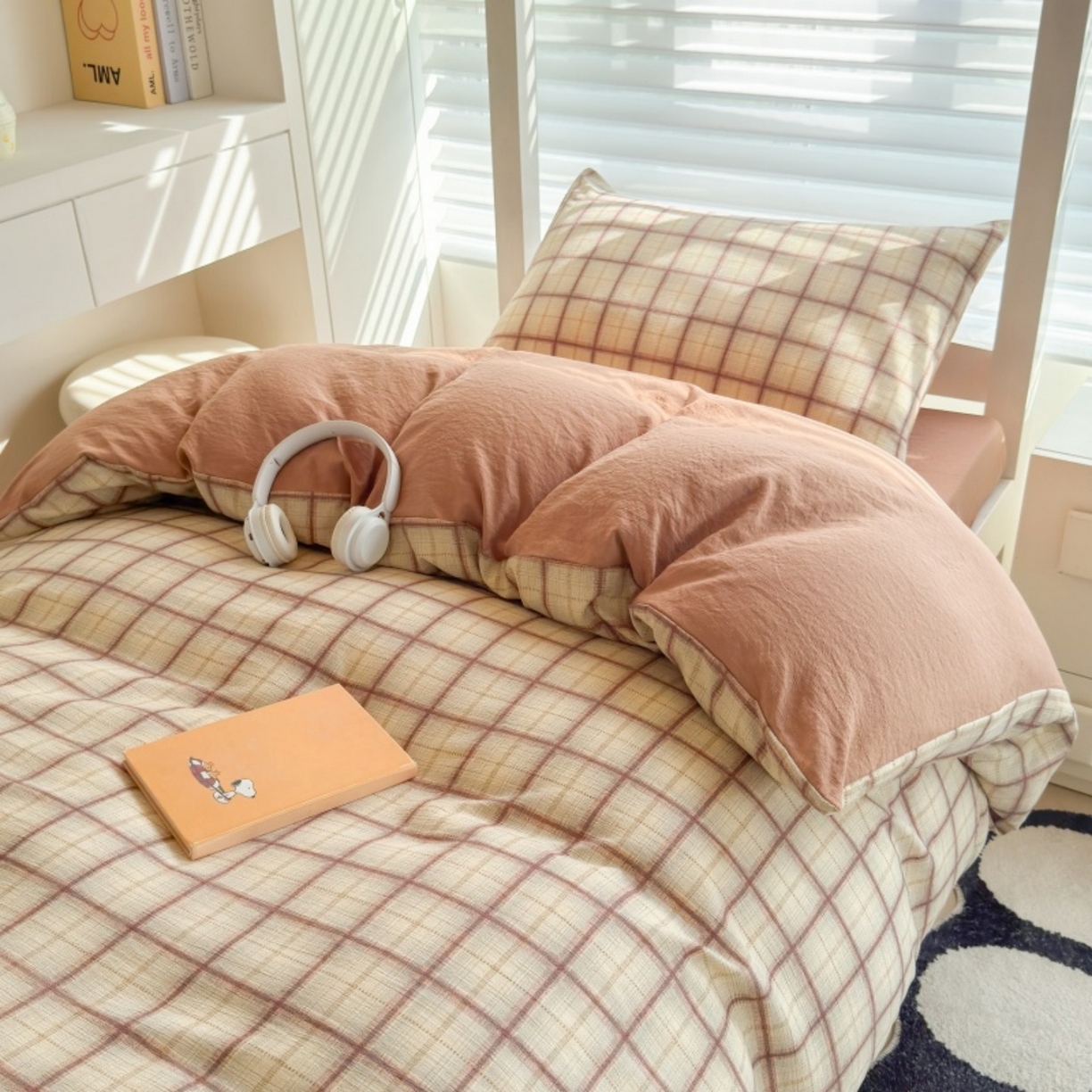 91家纺网 家纺一手货源 找家纺 雨田家纺 2025新款A类汉麻双层纱学生宿舍三件套上下铺三件套 初春