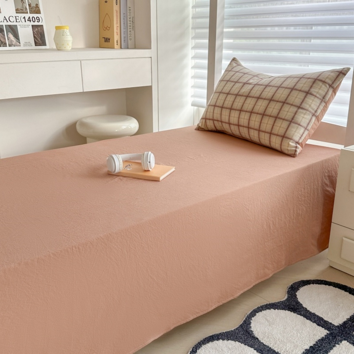 91家纺网 家纺一手货源 找家纺 雨田家纺 2025新款A类汉麻双层纱学生宿舍三件套上下铺三件套 初春