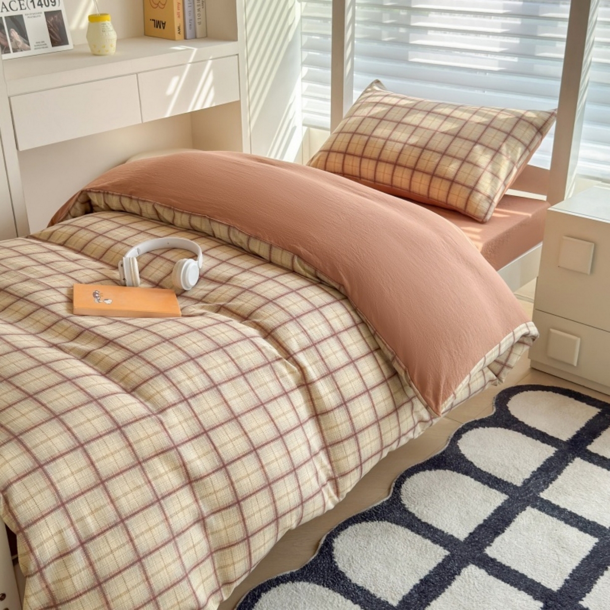 91家纺网 家纺一手货源 找家纺 雨田家纺 2025新款A类汉麻双层纱学生宿舍三件套上下铺三件套 初春